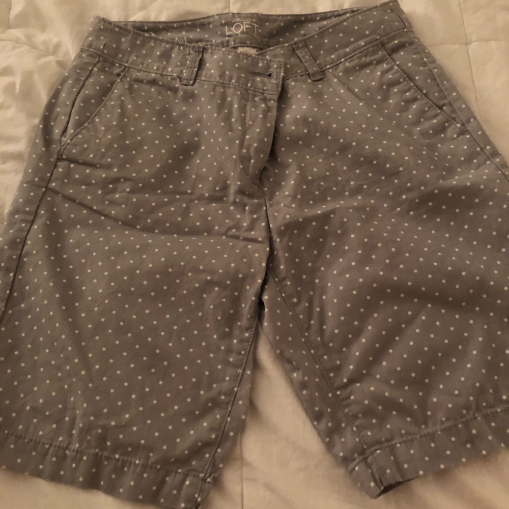 Blue shorts with white poka dots